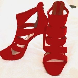 Candie's Spicy Red Strappy Platform Heels NWT